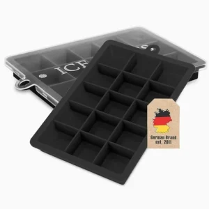2x Ice Cube Moulds Set of 2 à 15 compartments Ice Cube Silicone Moulds with Lid